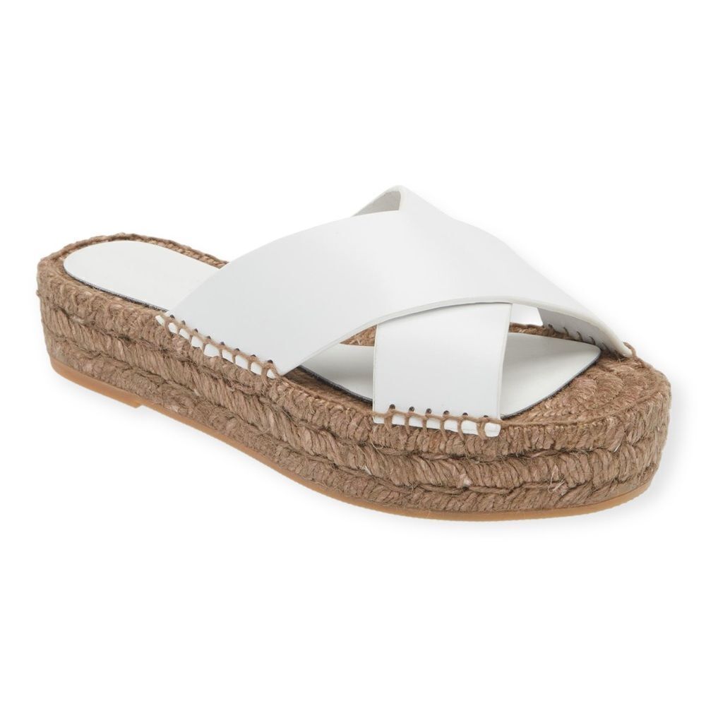 PALOMA BARCELO Norma Espadrille Platform Slide Sandal in White Size 10 NEW